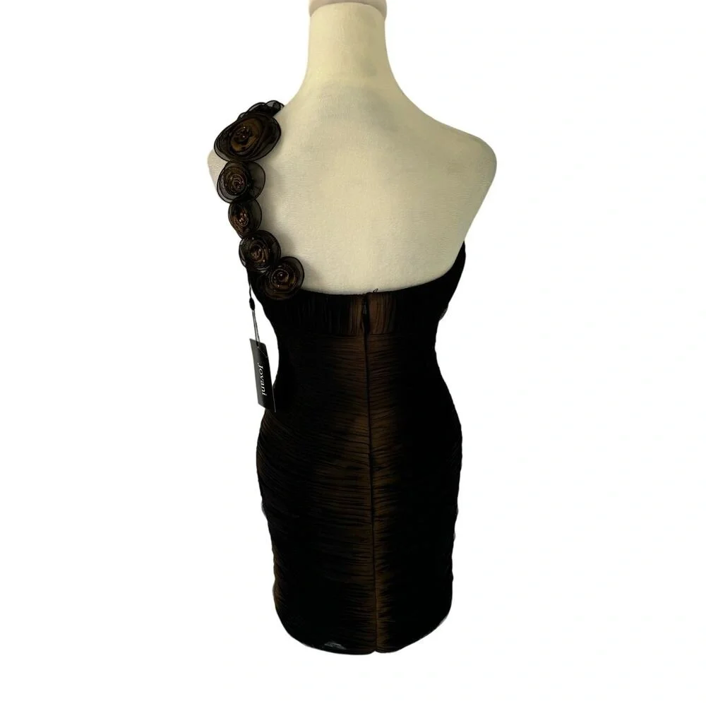 Jovani Junior Prom Dress Vintage Black Rosette One Shoulder Short Retro 90s Sz 8 - Picture 6 of 16